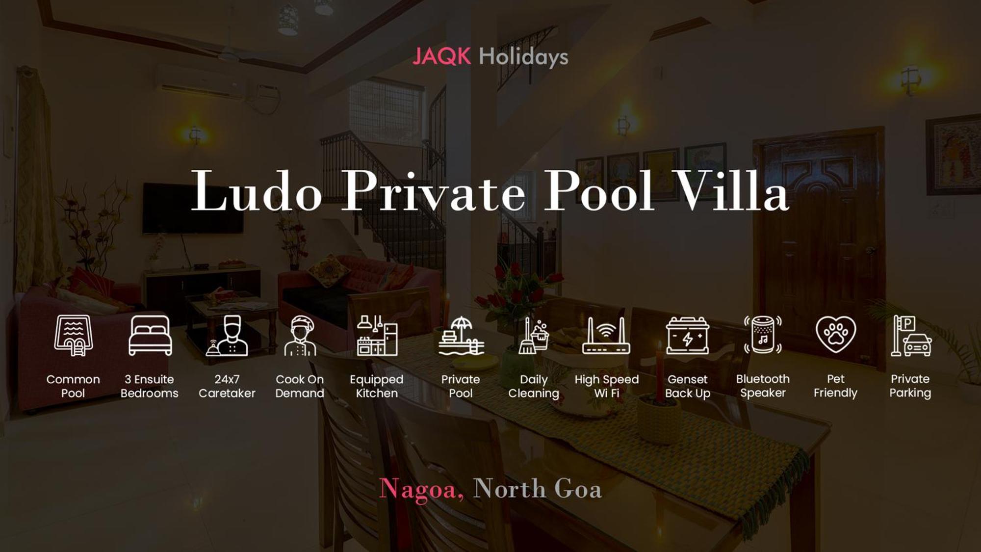 Ludo Private Pool Villa, WiFi-Caretaker-Parking, North Goa Baga Esterno foto